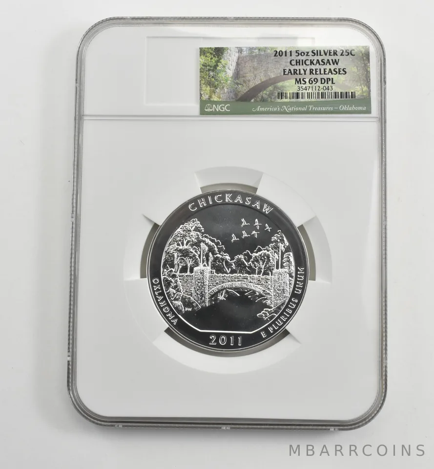 2011 5 Oz Silver Quarter America The Beautiful Chickasaw ER MS69 DPL NGC *1587