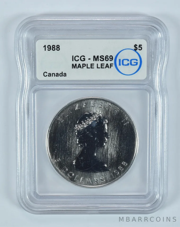 1988 Canada 5 Dollar Silver Maple Leaf MS69 ICG