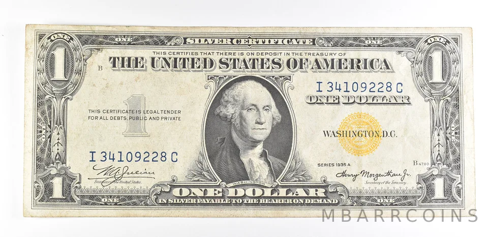 1935 A $1 Silver Certificate North Africa Yellow Seal Fr#2309 WWII *9352