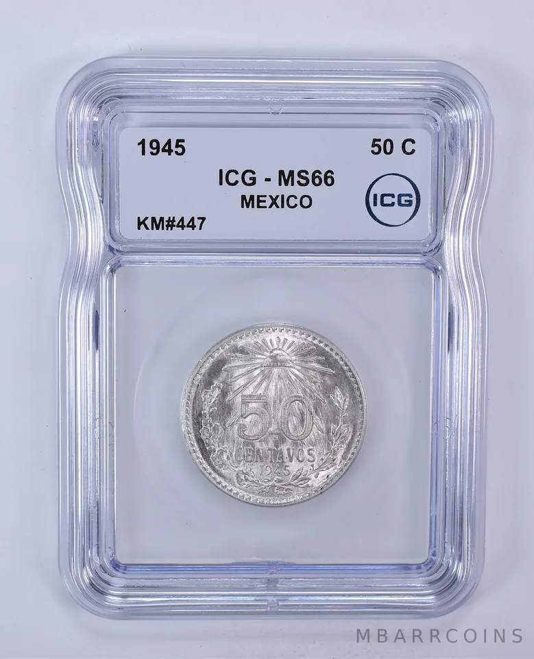 1945 Mexico 50 Centavos KM#447 MS66 ICG