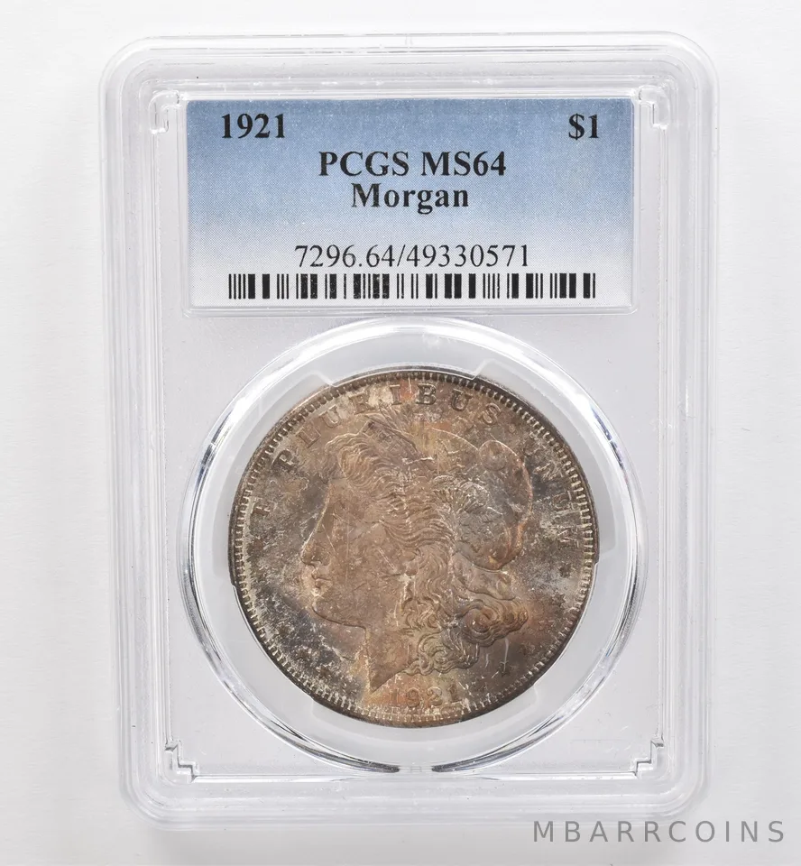 1921 Morgan Silver Dollar MS64 PCGS Beautiful Tone *9557