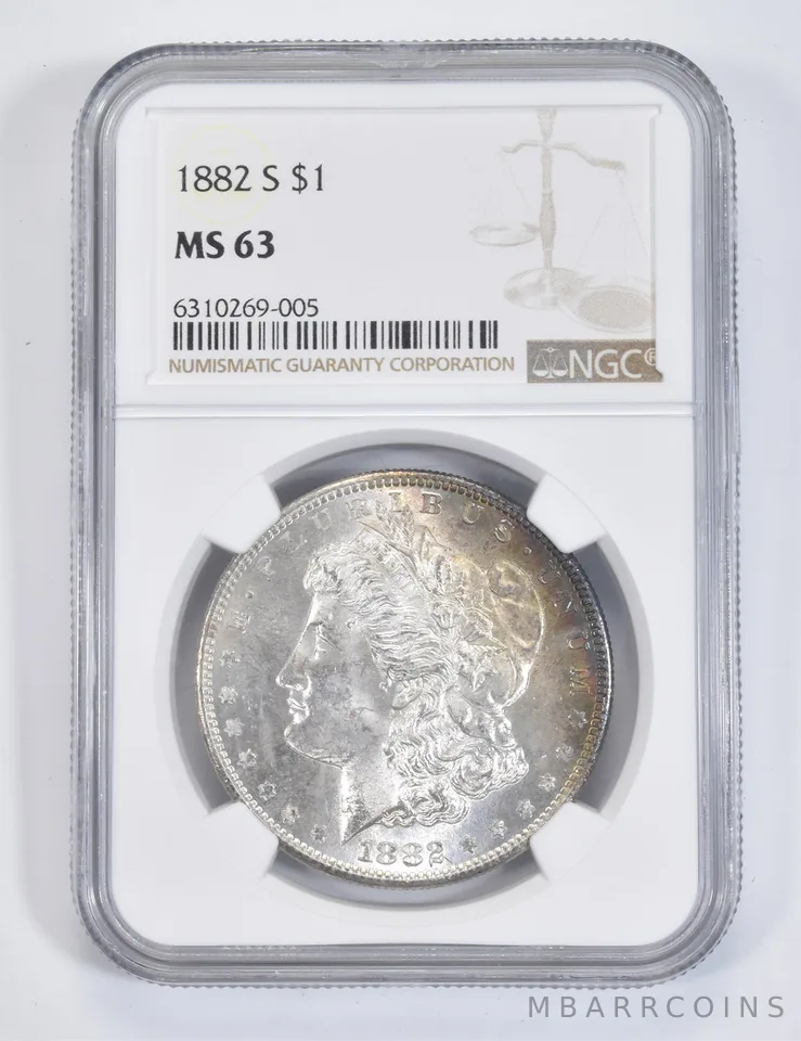 MS63 1882-S Morgan Silver Dollar - Graded NGC *8191