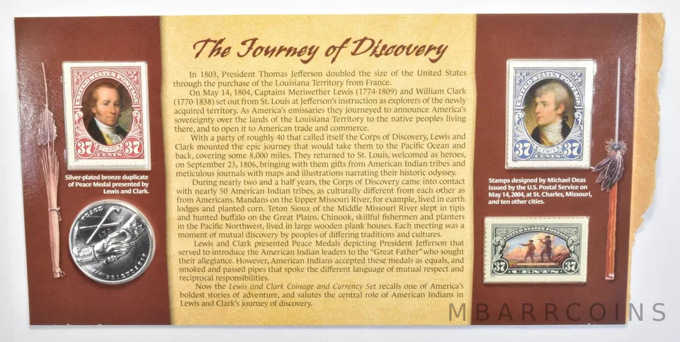2004 Lewis and Clark The Journey of Discovery Stamps and Peace Medal