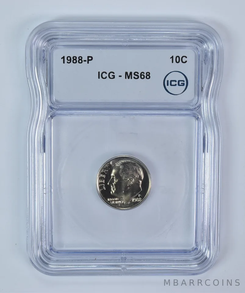 1988-P Roosevelt Dime MS68 ICG