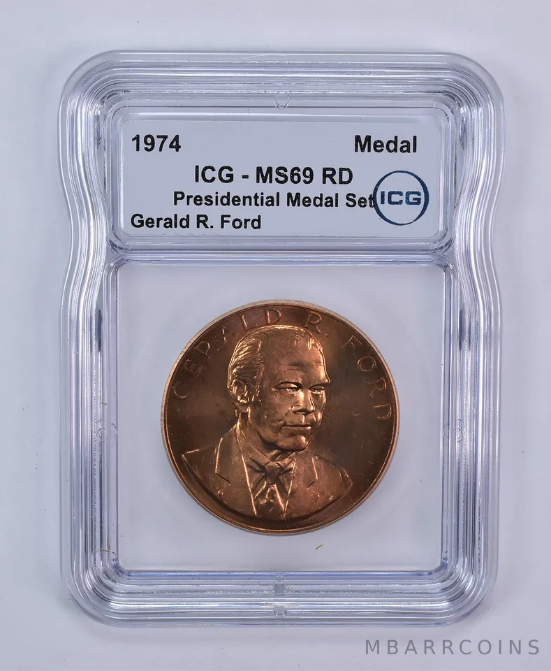 (1974) Bronze Medal Gerald R Ford Presidential Medal Set MS69 RD ICG