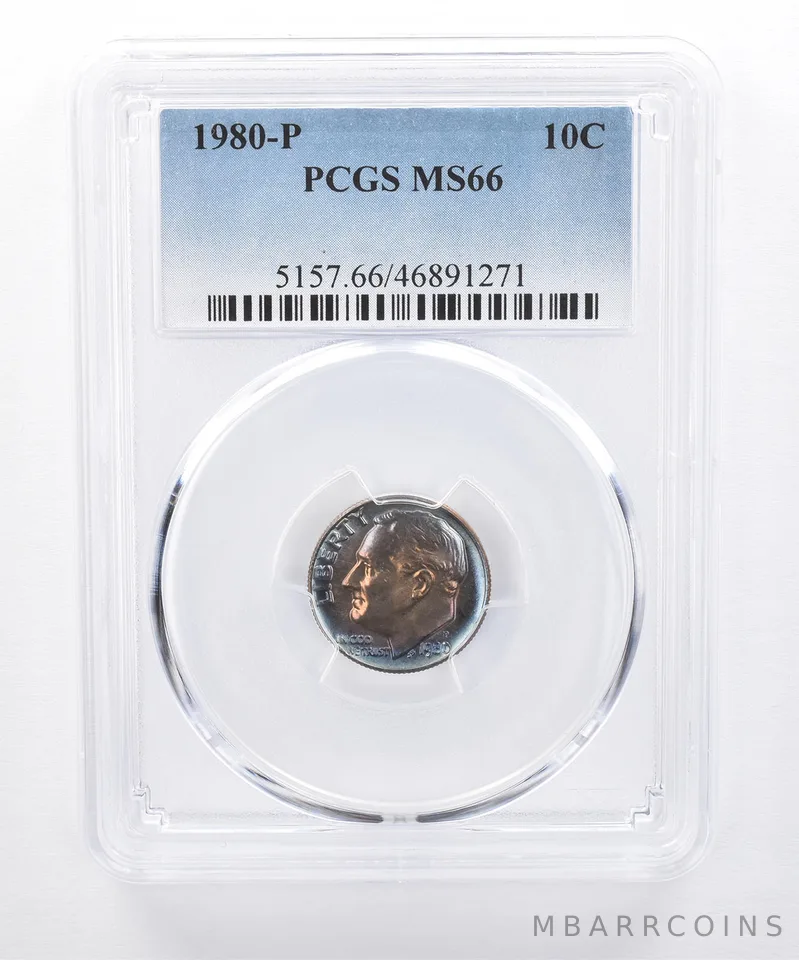 1980-P Roosevelt Dime MS66 PCGS Beautiful Tone *8292