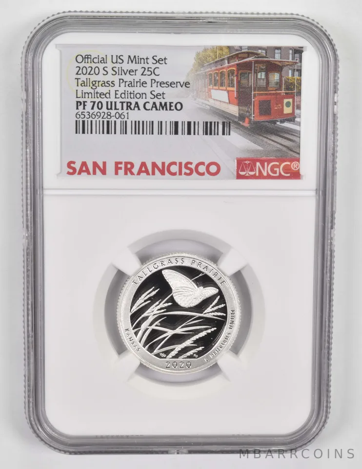 2020-S PF70 Silver Tallgrass Prairie Preserve Quarter NGC San Fran