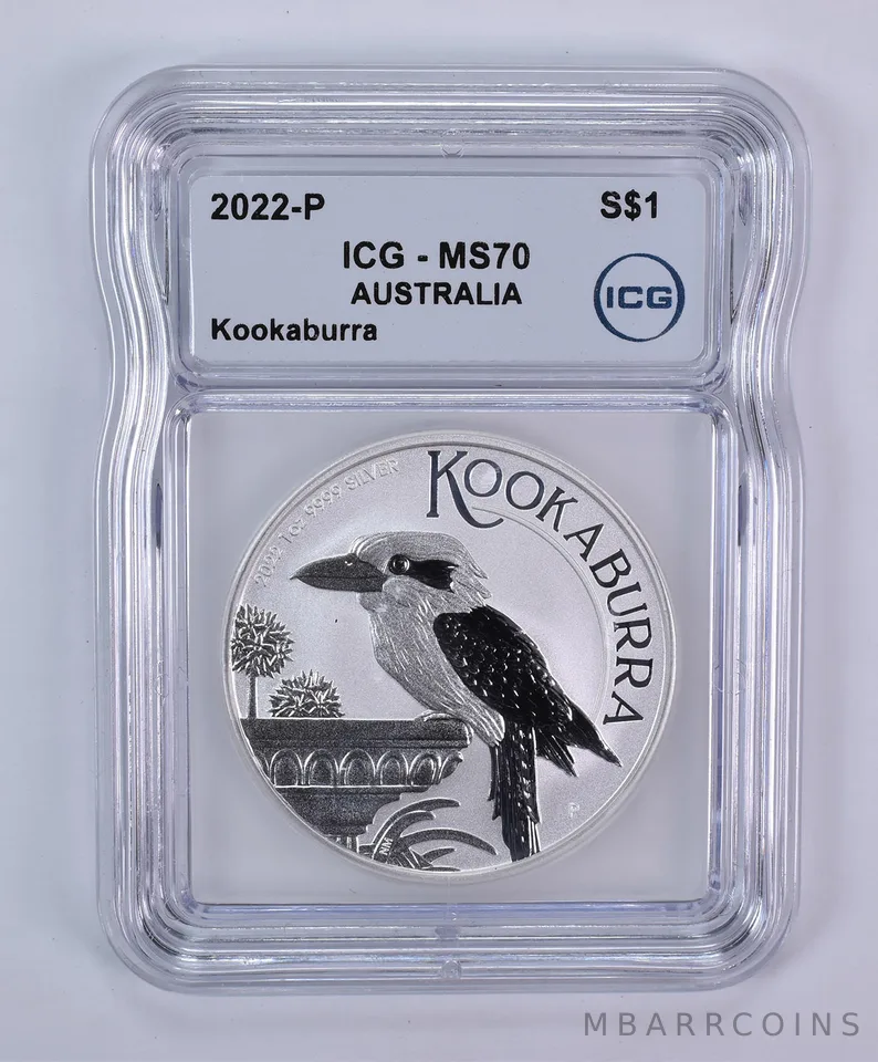 2022 P Australia 1 Dollar Silver Kookaburra 1 Oz Silver MS70 ICG