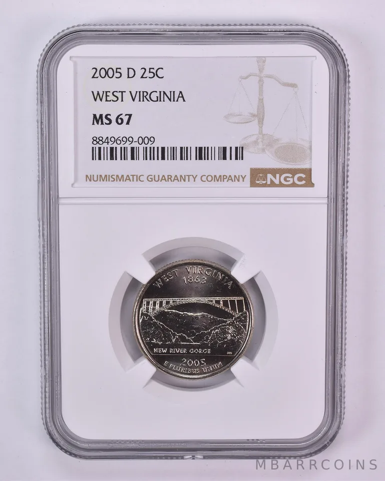 2005-D Washington State Quarter West Virginia MS67 NGC Brown Label