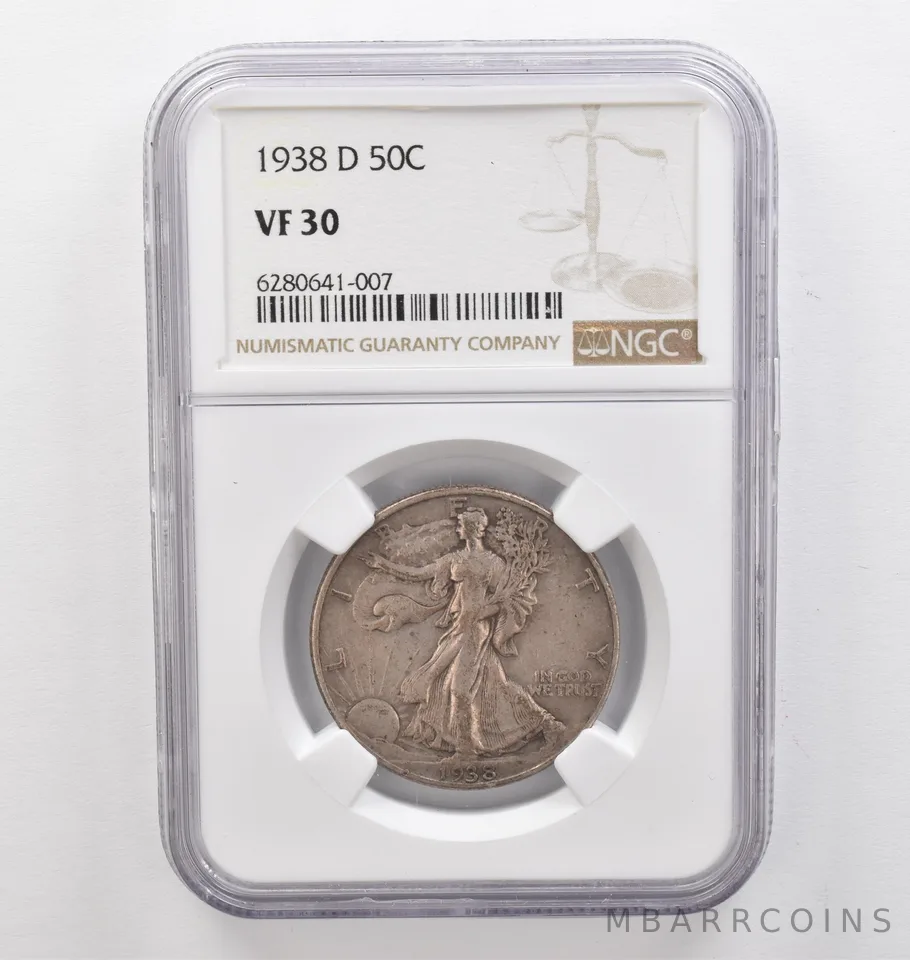 1938-D Walking Liberty Half Dollar VF30 NGC Beautiful Tone *9762