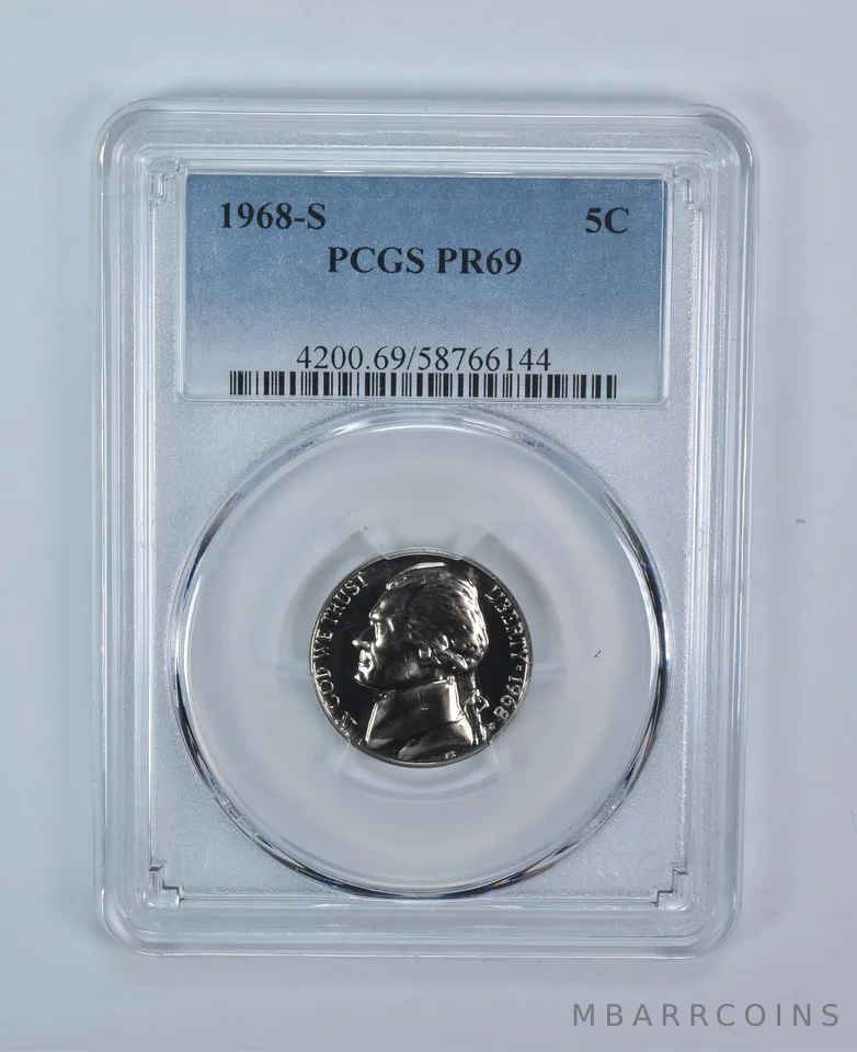 1968-S Jefferson Nickel PR69 PCGS Blue Label