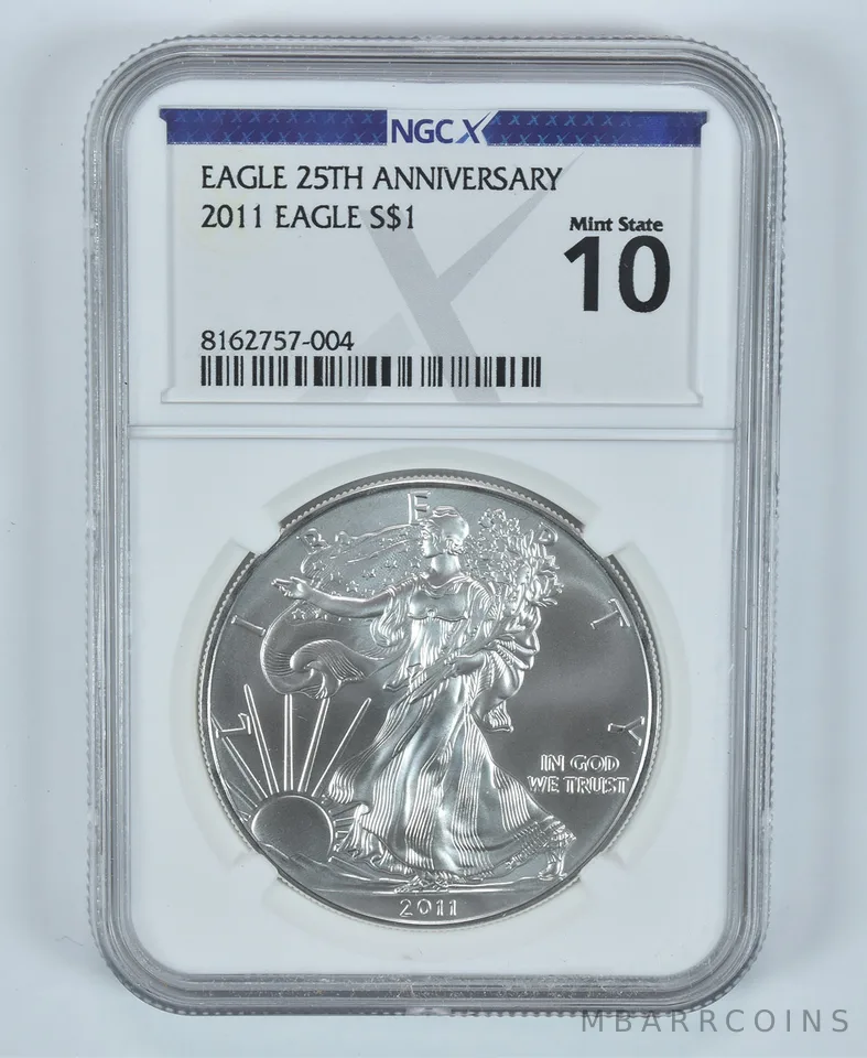 2011 American Silver Eagle 25th Anniversary Mint State 10 NGC X NGCX