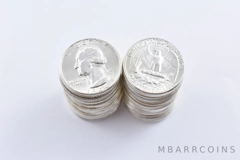(40) 1958-64 BU Unc Washington Quarter 90% Silver $10 Face ROLL