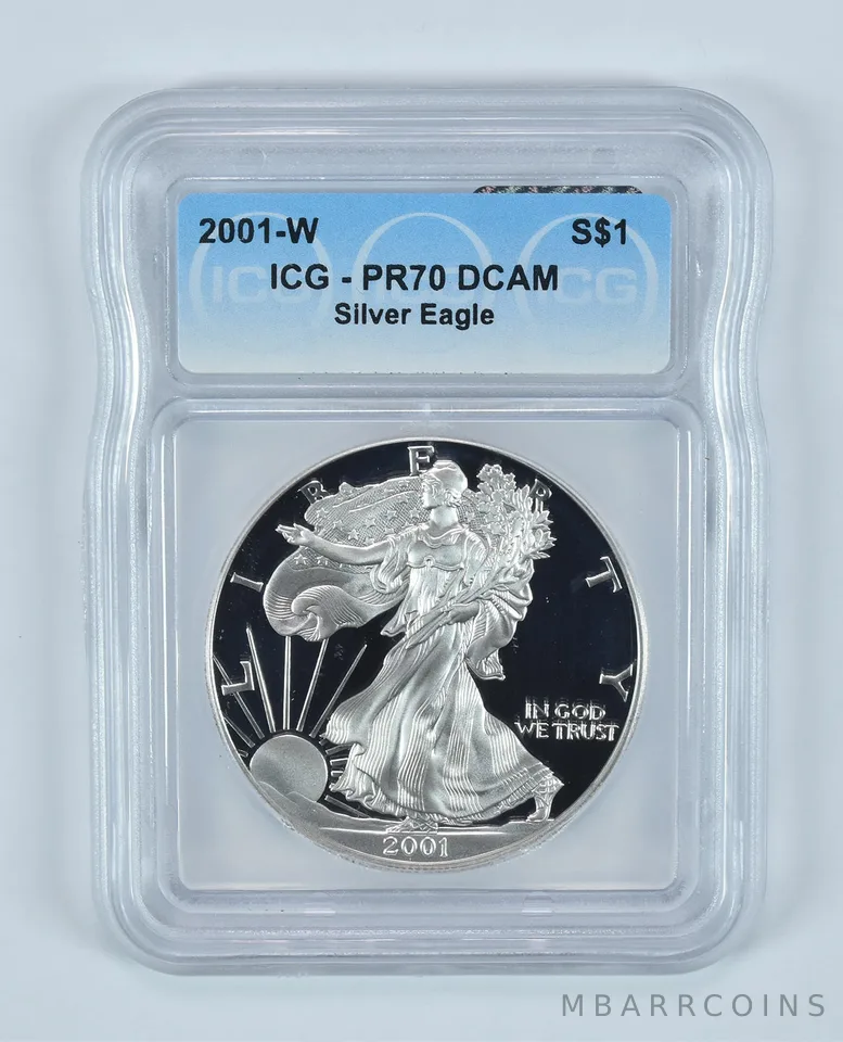 2001-W American Silver Eagle PR70 DCAM ICG