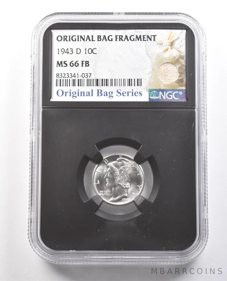 1943-D Mercury Dime Original Bag Fragment MS66 FB NGC *6114