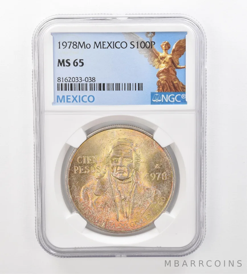 1978 Mo Mexico 100 Pesos Silver MS65 NGC Beautiful Tone *0904