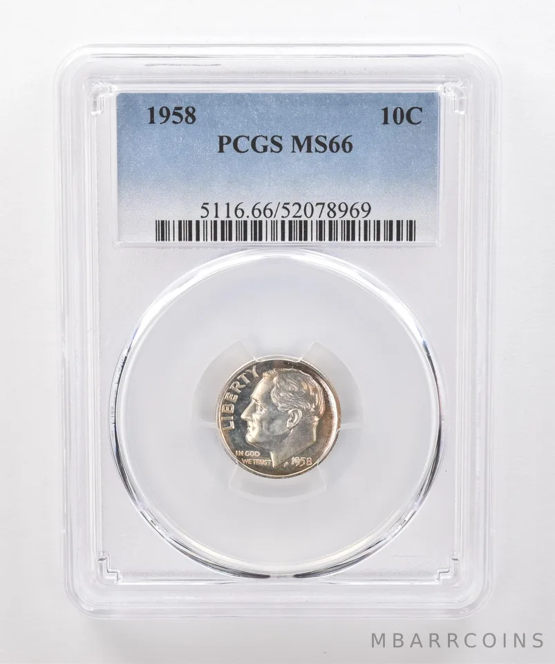 1958 Roosevelt Dime MS66 PCGS Beautiful Tone *1865