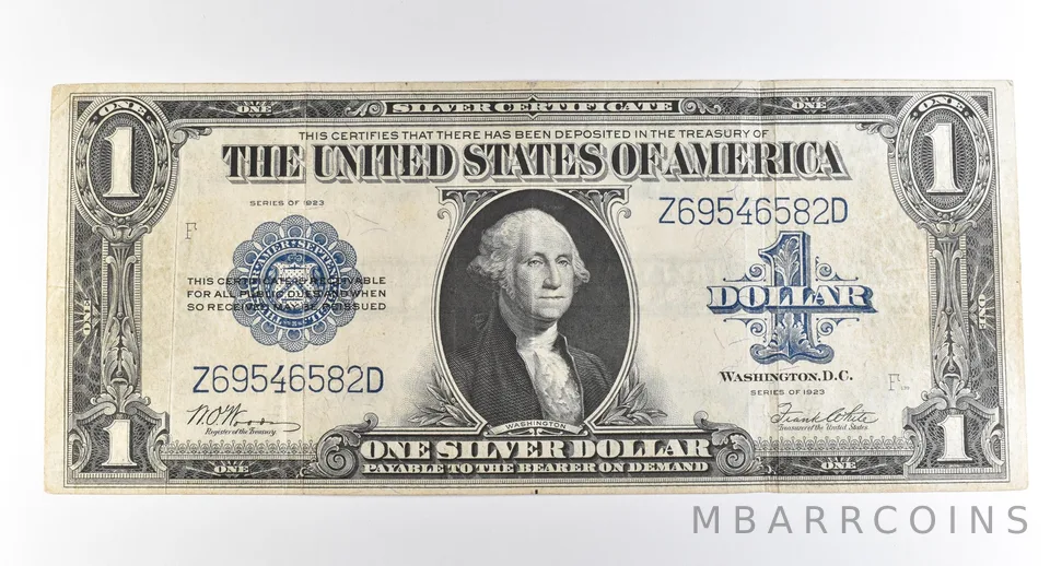 1923 $1 Silver Certificate Large Note Blue Seal *3681