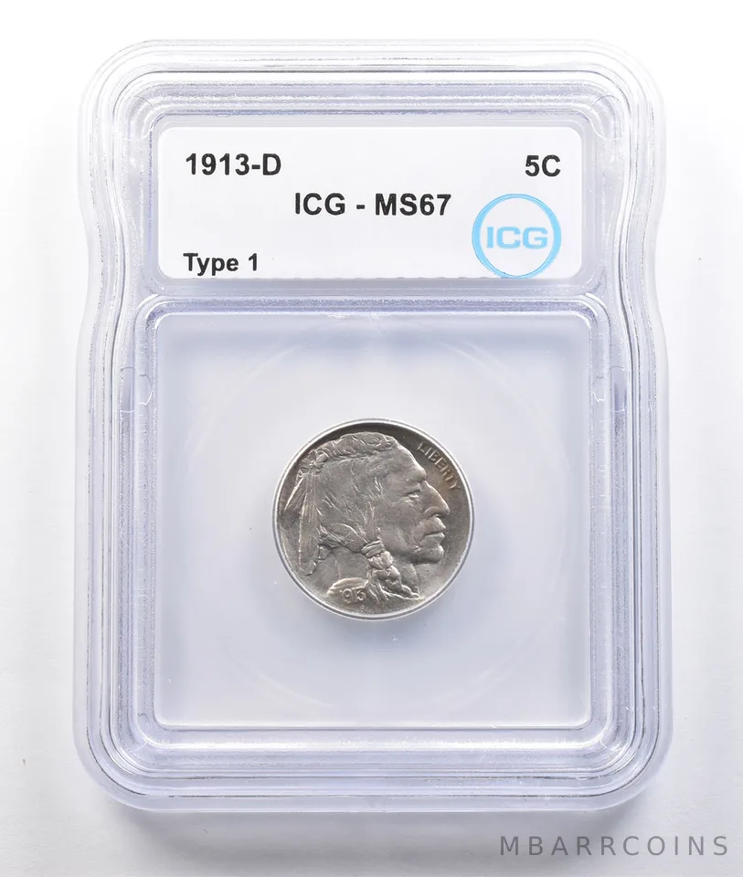 1913-D Indian Head Buffalo Nickel Type 1 MS67 ICG *3773