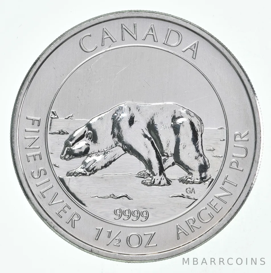 2013 Canada 8 Dollars Silver Polar Bear 1 1/2 Oz 1.5 Oz Silver