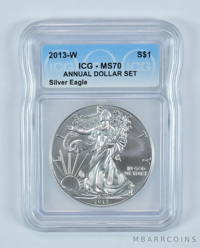 2013-W Burnished Silver Eagle Annual Dollar Set MS70 ICG