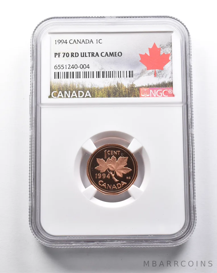 PF70 RD UCAM 1994 Canada 1 Cent Maple Leaf NGC *2814