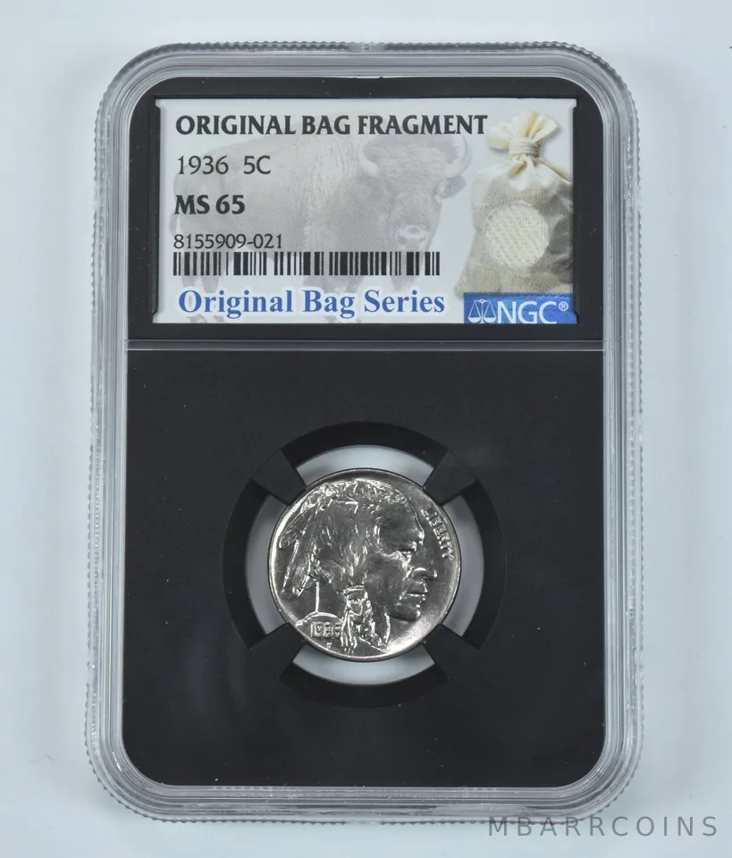1936 Indian Head Buffalo Nickel Original Bag Fragment MS65 NGC