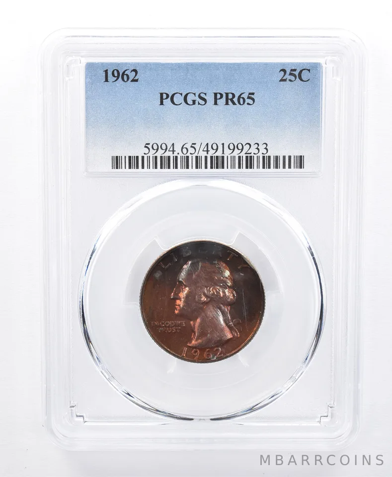 1962 Washington Quarter PR65 PCGS Beautiful Tone *8709