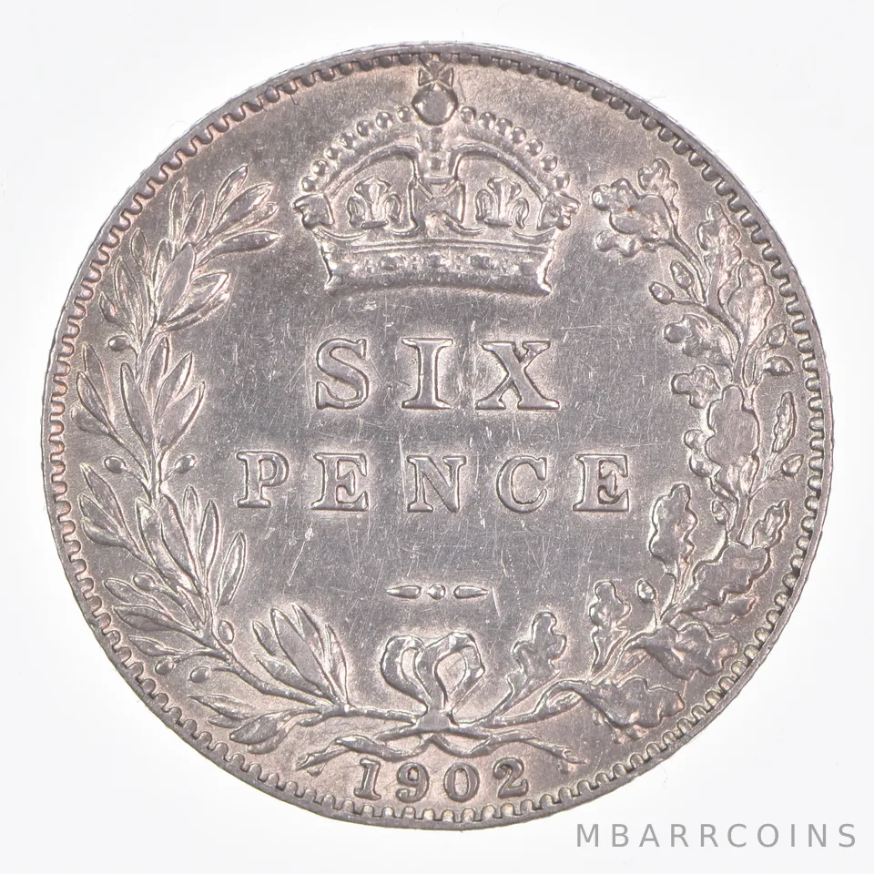 Better Date - 1902 Great Britain 6 Pence World Coin- Silver *109
