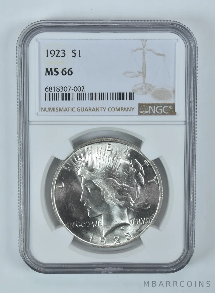 1923 Peace Silver Dollar MS66 NGC Brown Label