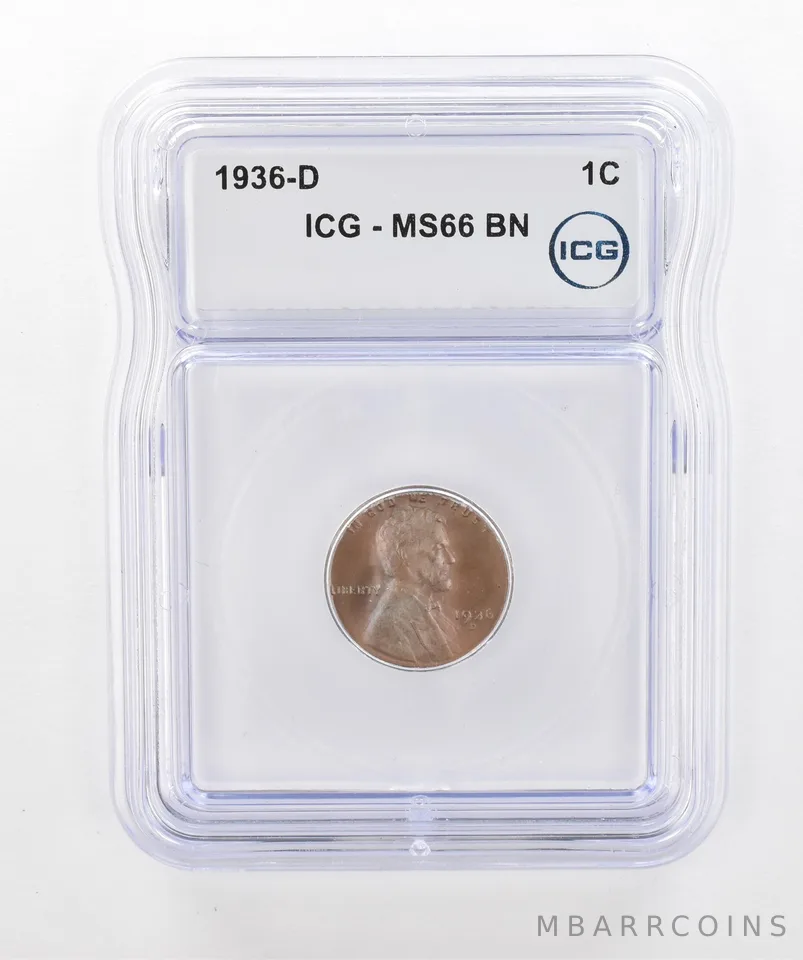 1936-D Lincoln Wheat Cent MS66 BN ICG Beautiful Tone *2912