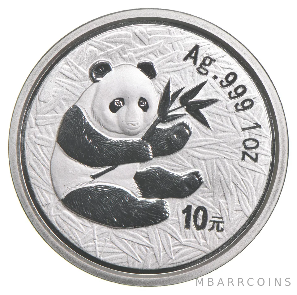 2000 China Panda 10 Yuan 1 Oz .999 Silver a5987