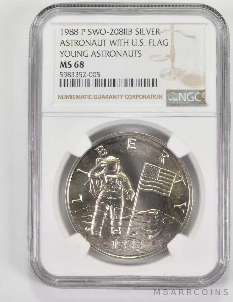 MS68 1988-P Young Astronauts Silver Medal - SWO-208IIB - Graded NGC a9689