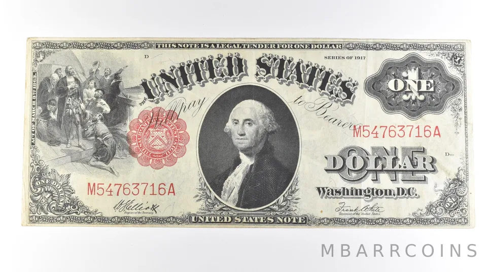 1917 $1 Legal Tender Large Note Red Seal Mule FR#38 *0618