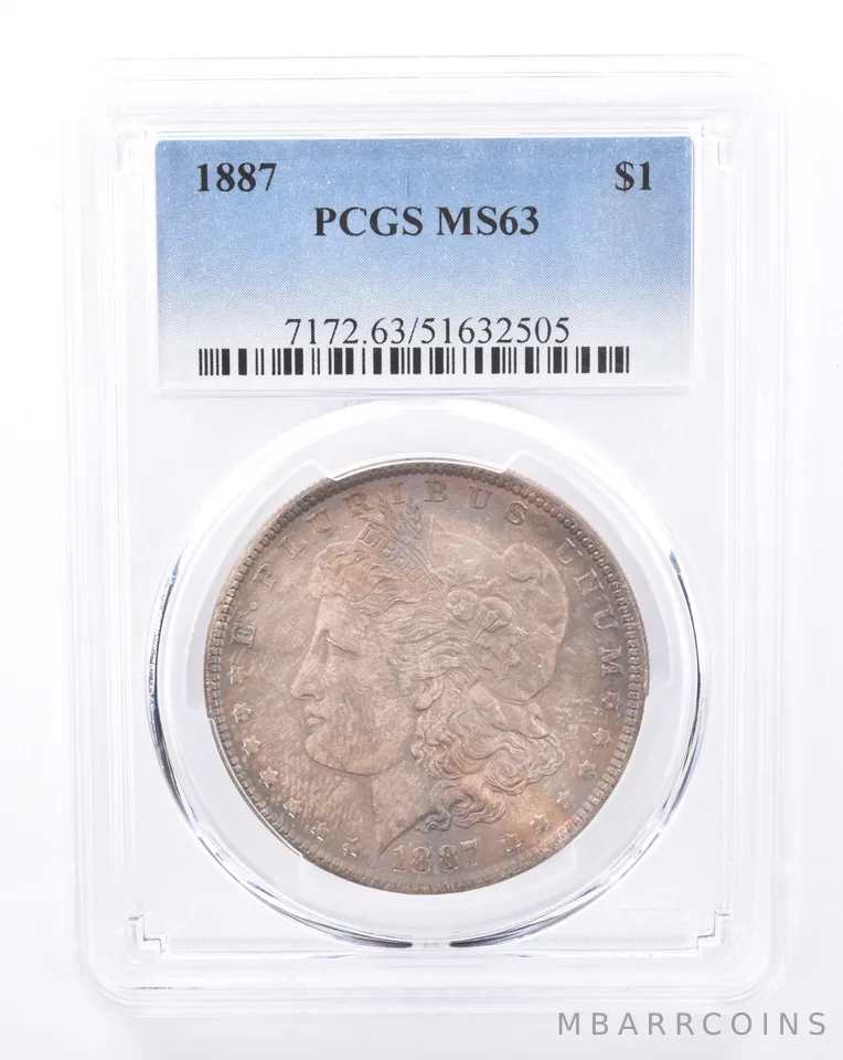 1887 Morgan Silver Dollar MS63 PCGS Beautiful Tone *9440