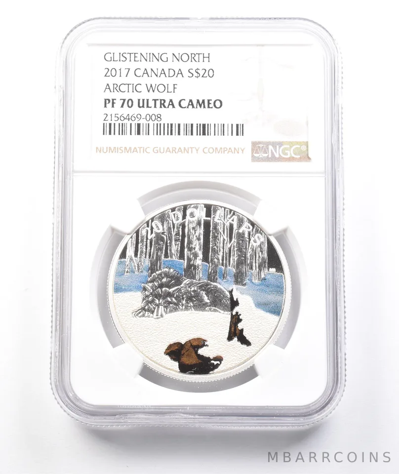 2017 Canada 20 Dollars Silver Glistening North Arctic Wolf PF70 UCAM NGC a3801