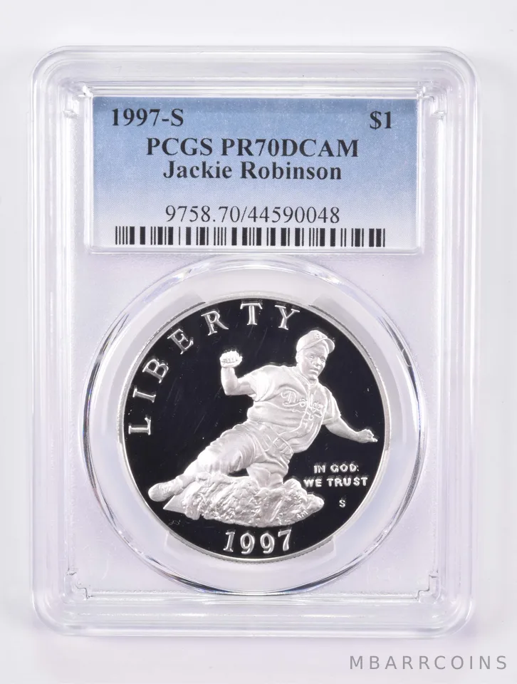 1997-S Jackie Robinson Commemorative Silver Dollar PR70 DCAM PCGS