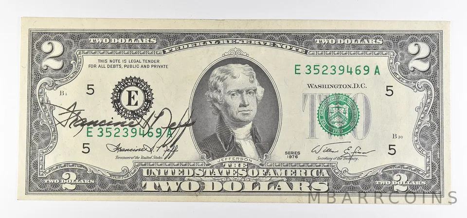 1976 $2 Richmond VA FRN Green Seal Courtesy Signature a0902