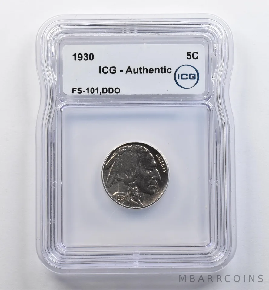 1930 Indian Head Buffalo Nickel FS-101 DDO Authentic ICG *9009