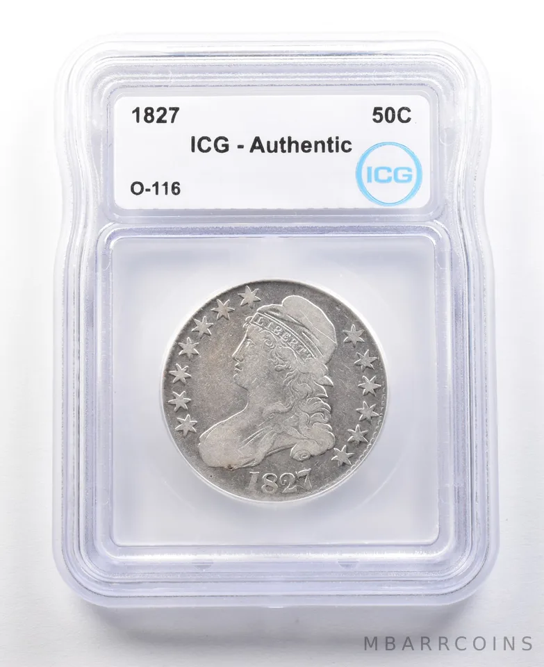 1827 Capped Bust Half Dollar O-116 Authentic ICG *3015