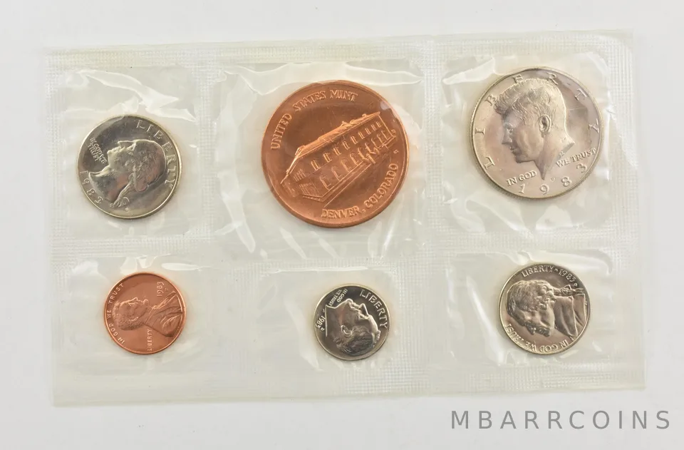 1983-D Half Dollar Quarter Dime Nickel Cent From Souvenir Set *8993