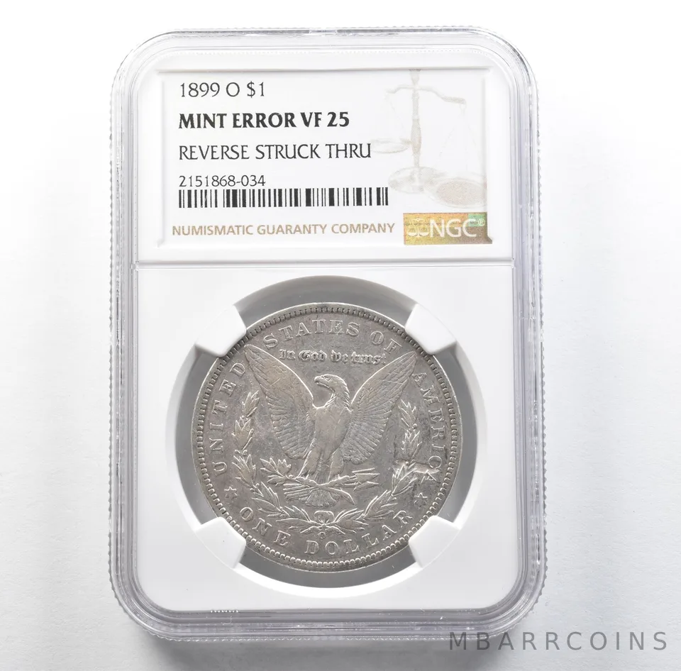 1899-O Morgan Silver Dollar Mint Error Reverse Struck Thru VF25 NGC *3186