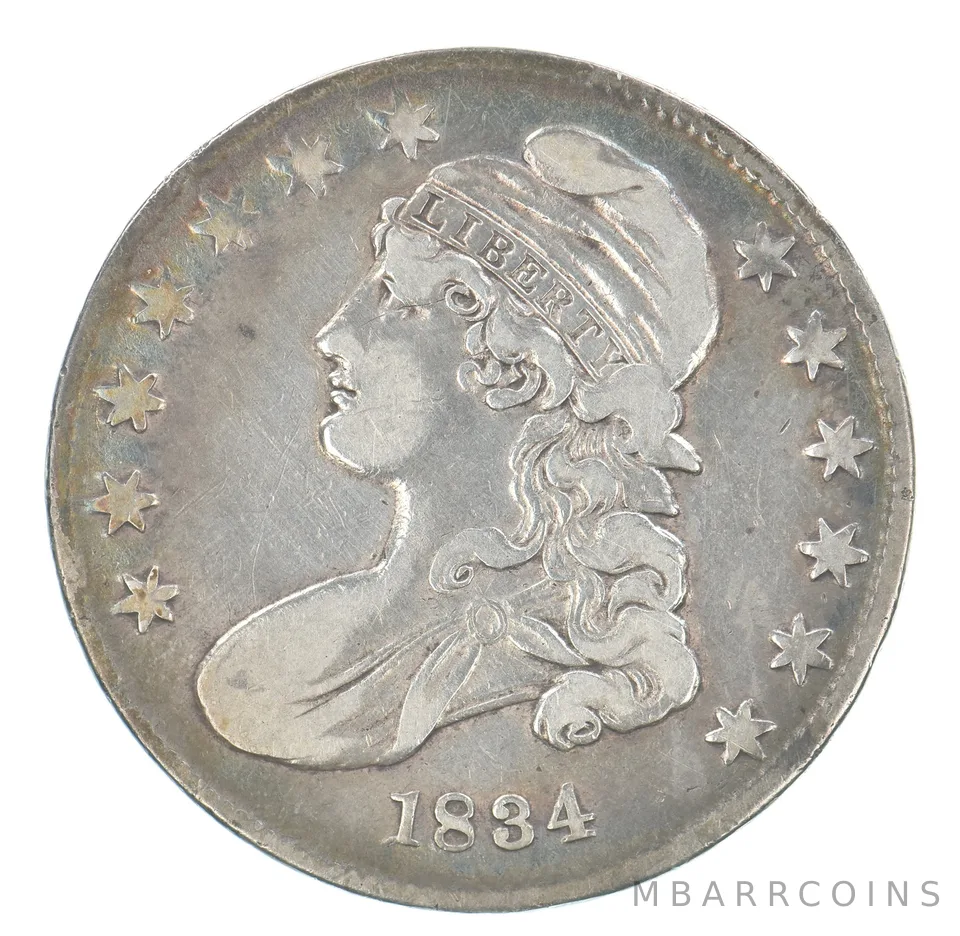 1834 Capped Bust Half Dollar Small Date Large Letters Beautiful Tone *5160