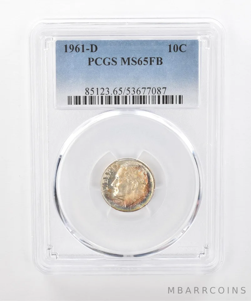 1961-D Roosevelt Dime MS65 FB PCGS Beautiful Tone a1325