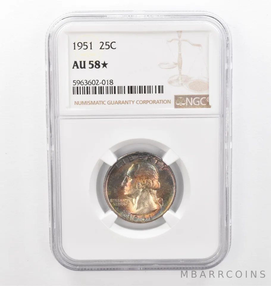 1951 Washington Quarter AU58* STAR NGC Beautiful Tone *2316