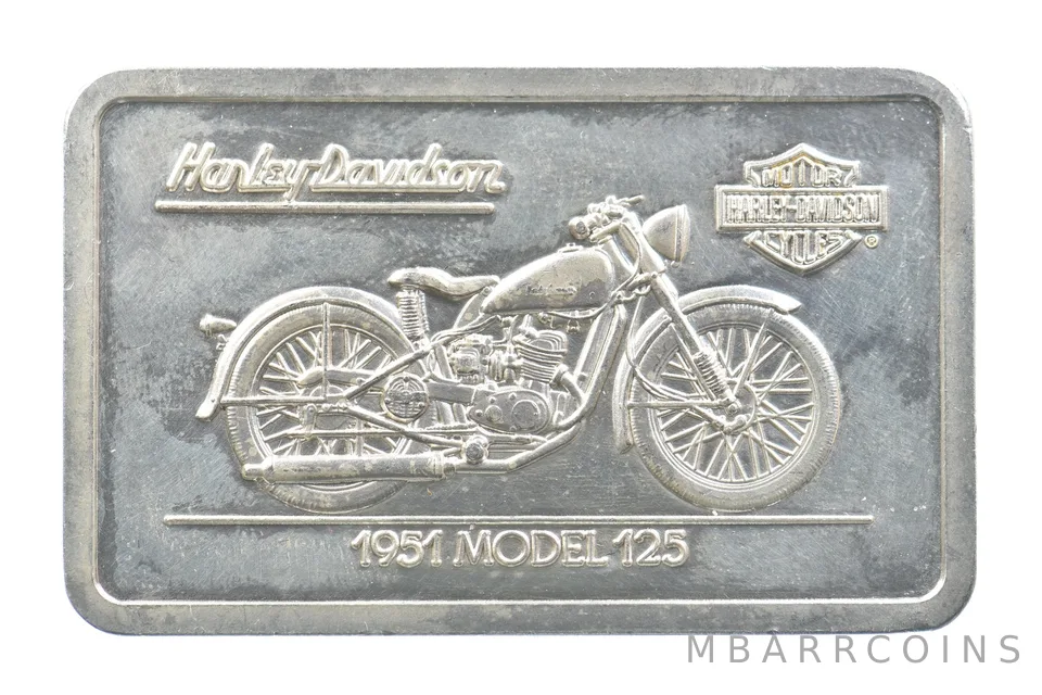 1.5 Oz Silver Bar Harley Davidson 1951 Model 125 *5340