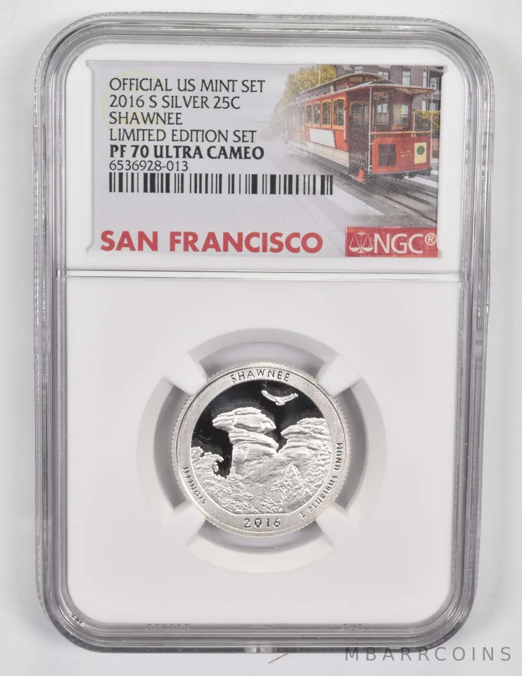 2016-S Silver PF70 Shawnee Quarter NGC Limited Edition San Fran Lbl