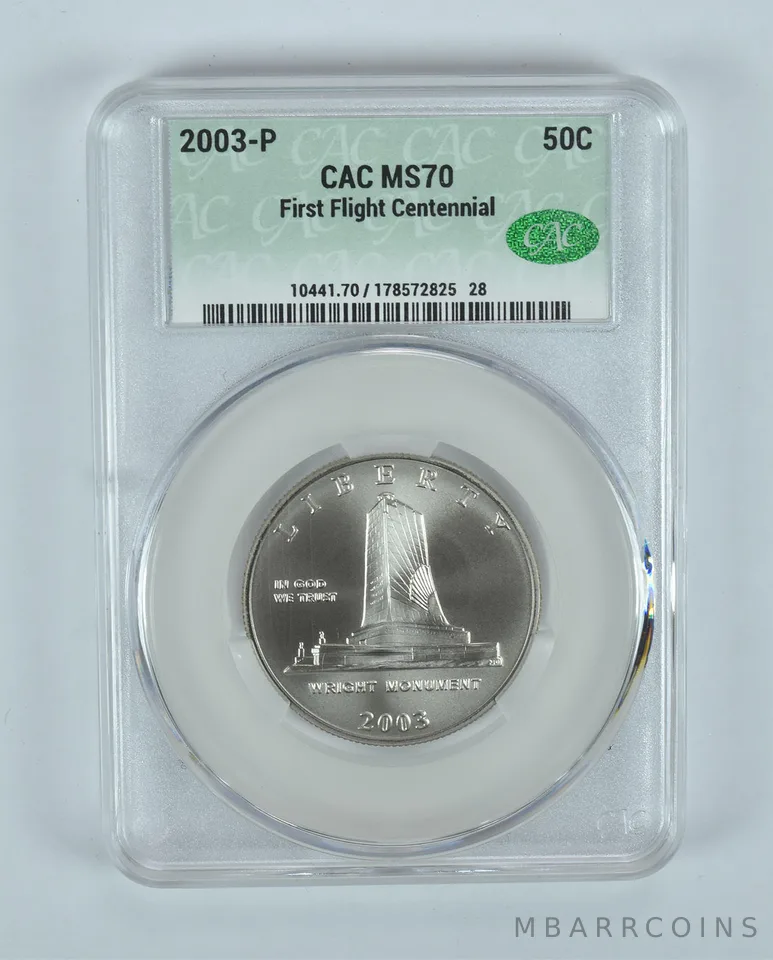 2003-P First Flight Commemorative Half Dollar MS70 CAC CACg
