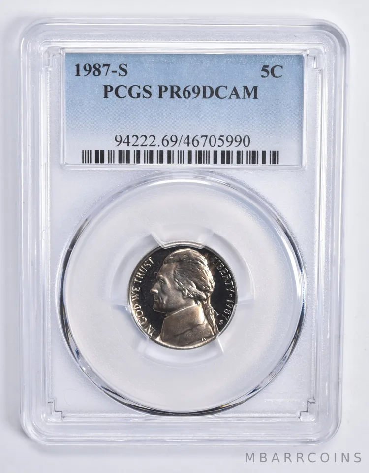1987-S Jefferson Nickel PR69 DCAM PCGS Blue Lbl
