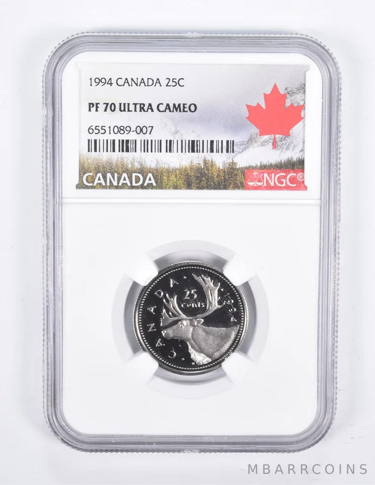 1994 Canada 25C Quarter PF70 NGC Canada Lbl
